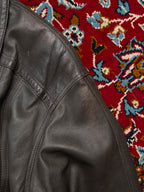 Vintage Cuir 20 Ans Lambskin Grey Brown Leather Bomber Jacket - L