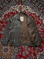 Vintage Cuir 20 Ans Lambskin Grey Brown Leather Bomber Jacket - L
