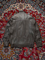 Vintage Cuir 20 Ans Lambskin Grey Brown Leather Bomber Jacket - L