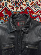 Vintage Redskins Cowhide Multi Pocket Black Leather Jacket - S