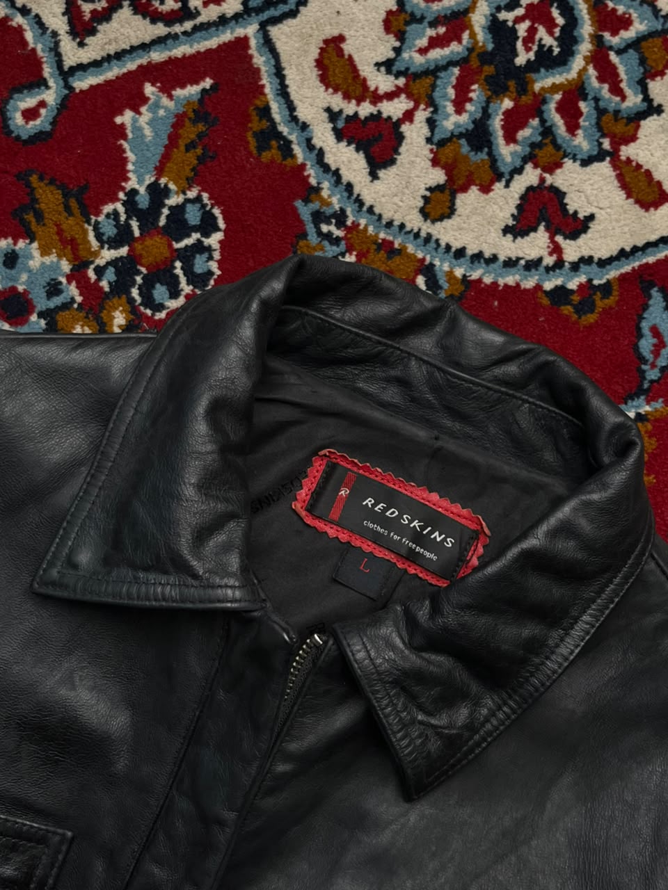 Vintage Redskins Cowhide Multi Pocket Black Leather Jacket - S