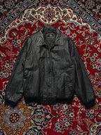 Vintage Buono Gusto Cowhide Black Leather Bomber Jacket - M