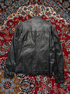 Jack & Jones Distressed Multi Pocket Black Leather Jacket - L