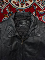 Vintage Buono Gusto Cowhide Black Leather Bomber Jacket - M