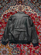 Vintage Buono Gusto Cowhide Black Leather Bomber Jacket - M