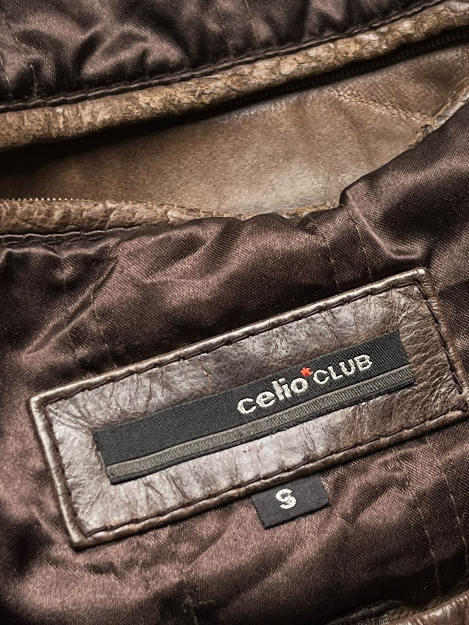 Celio Club Brown Leather Bomber Jacket - S