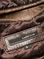 Celio Club Brown Leather Bomber Jacket - S