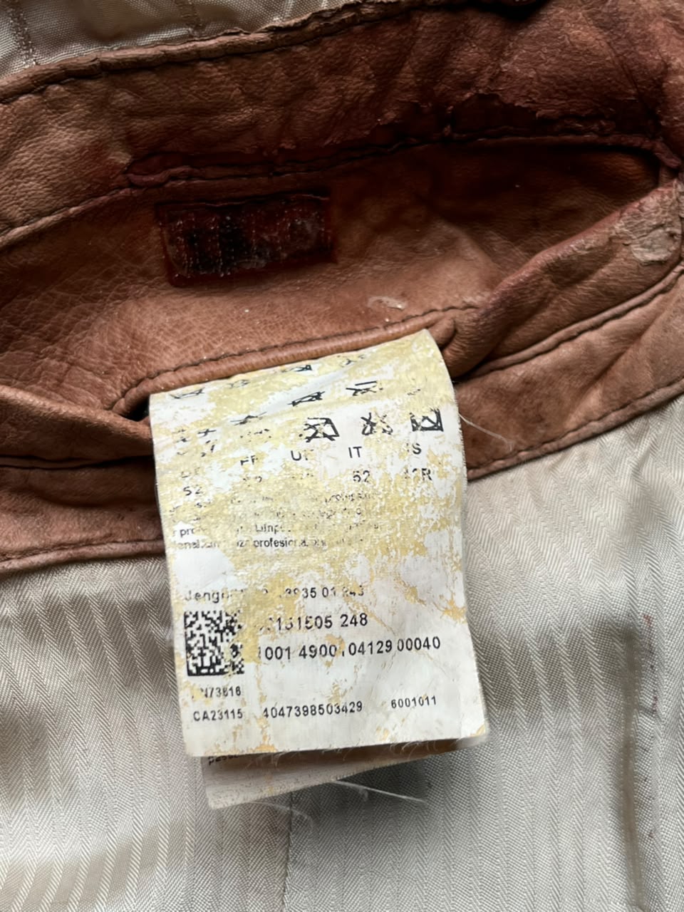 Hugo Boss Orange Label Brown Distressed Leather Jacket - M
