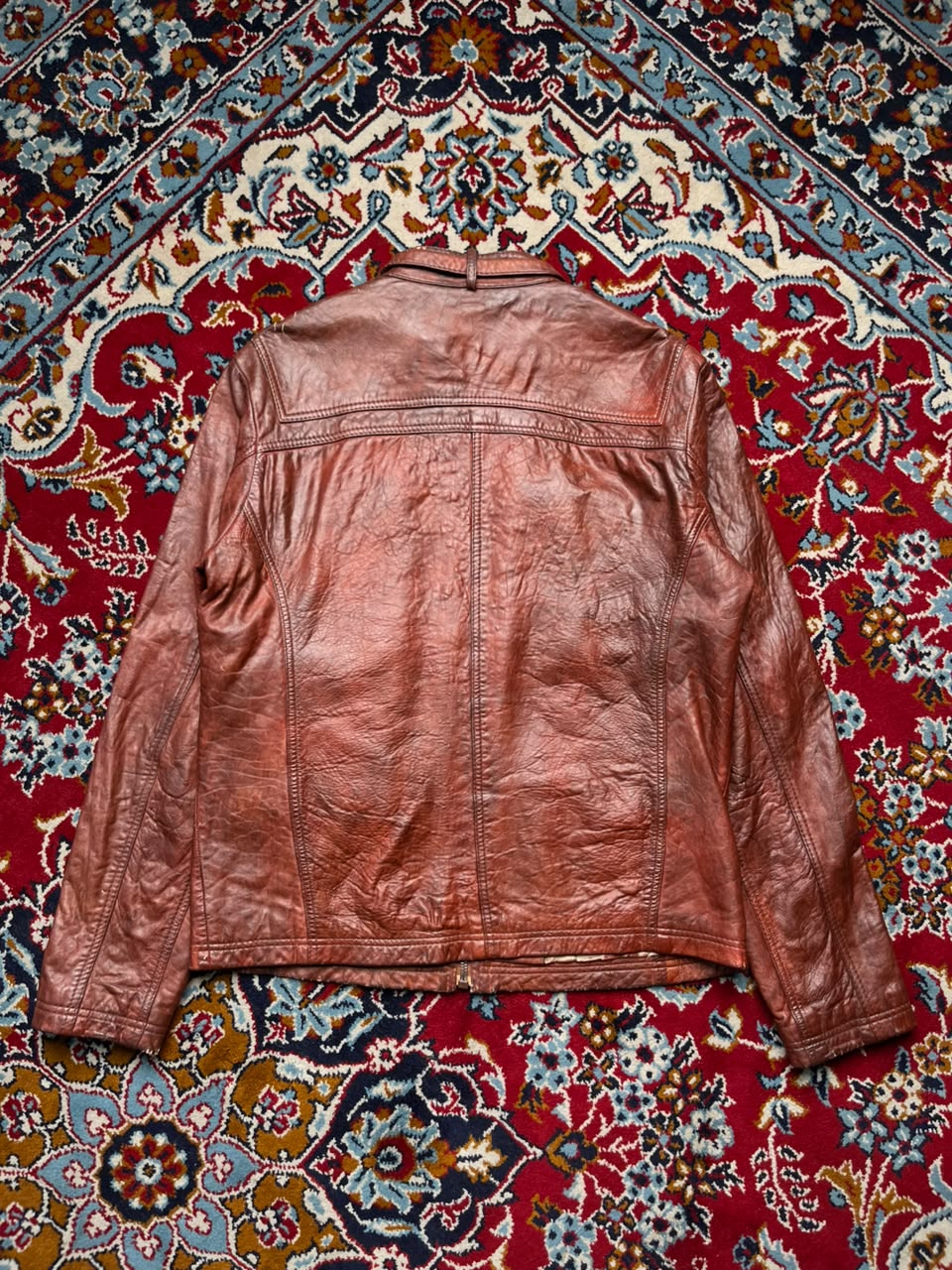 Hugo Boss Orange Label Brown Distressed Leather Jacket - M
