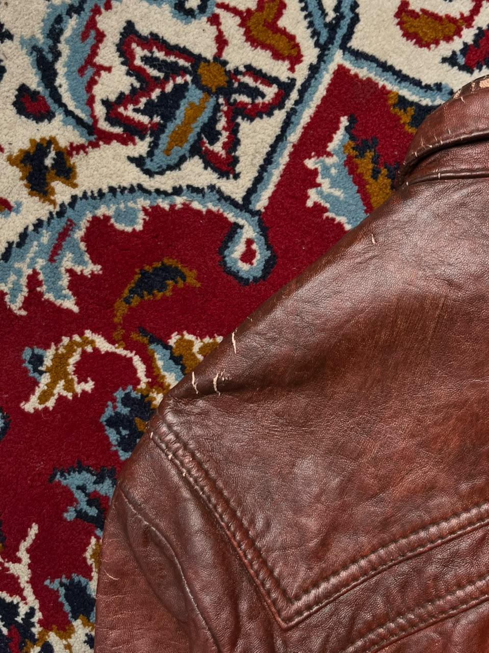 Hugo Boss Orange Label Brown Distressed Leather Jacket - M