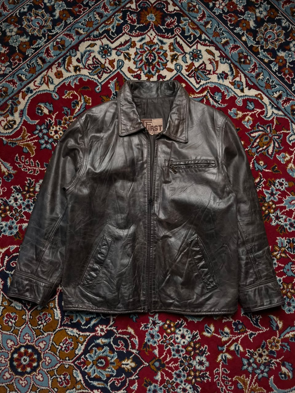 Vintage TFirst Distressed Brown Leather Jacket - M