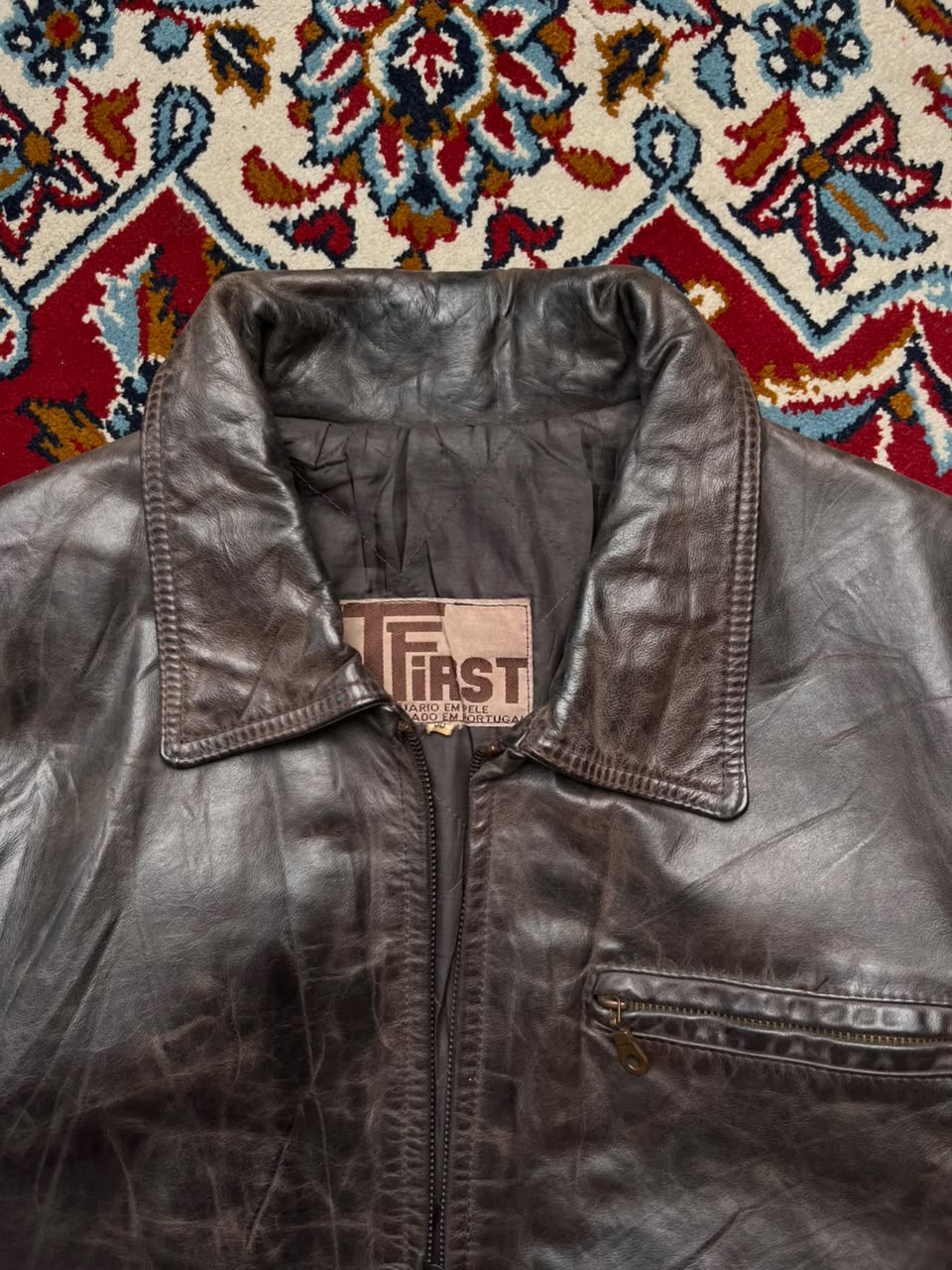 Vintage TFirst Distressed Brown Leather Jacket - M