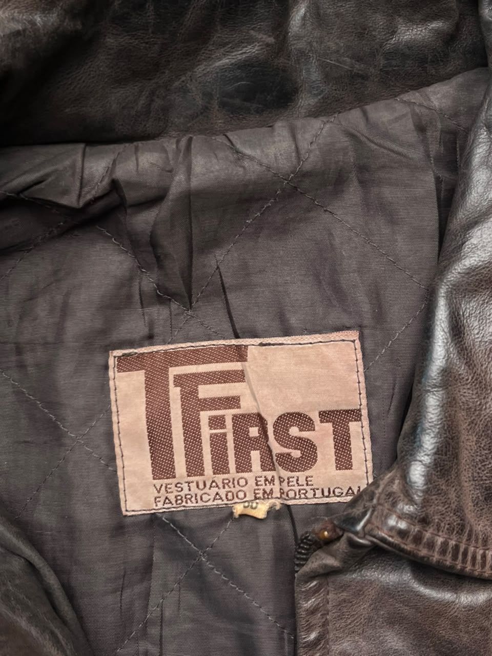 Vintage TFirst Distressed Brown Leather Jacket - M