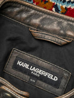 Karl Lagerfeld Paris Distressed Leather Jacket - M