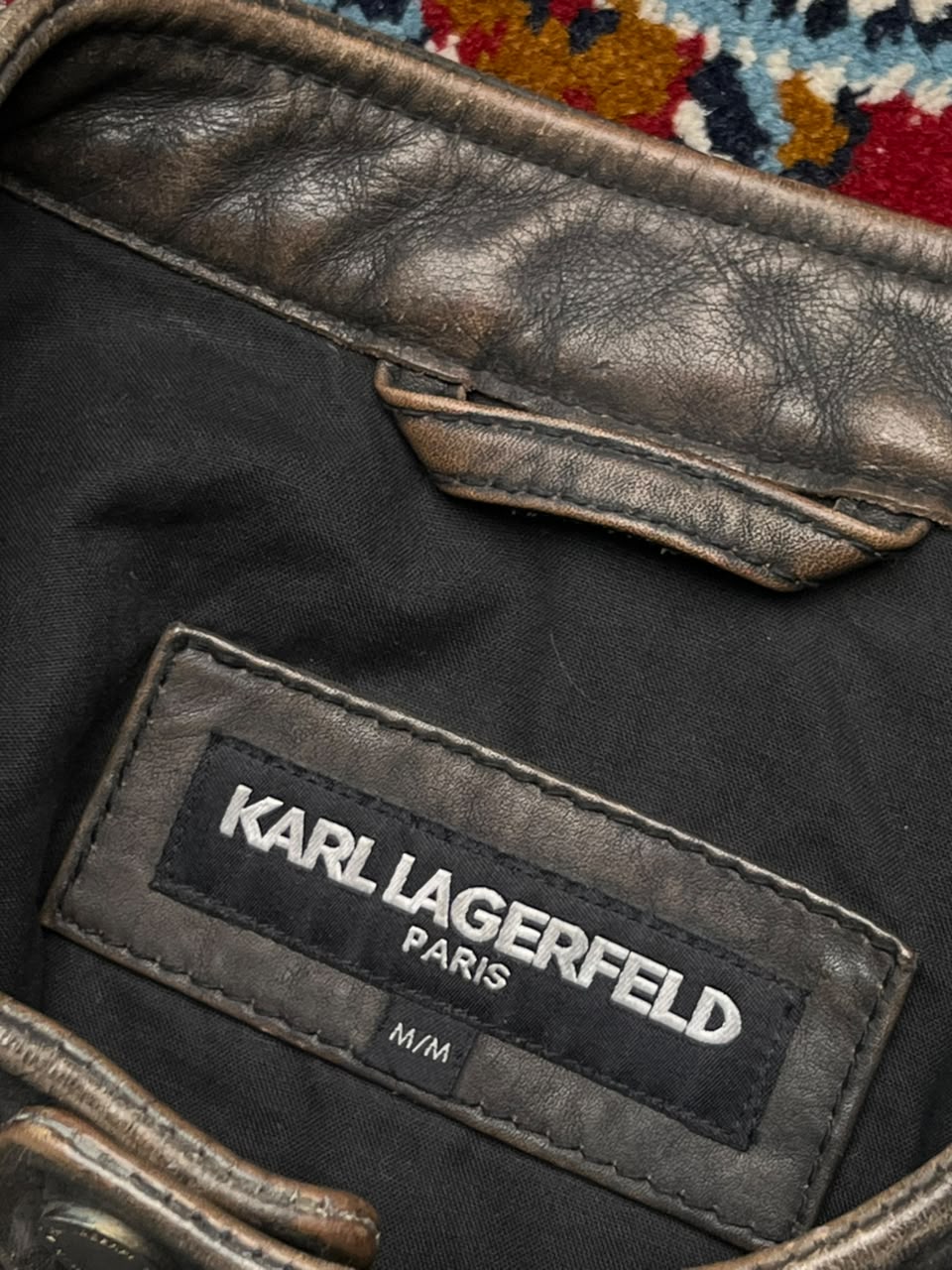 Karl Lagerfeld Paris Distressed Leather Jacket - M