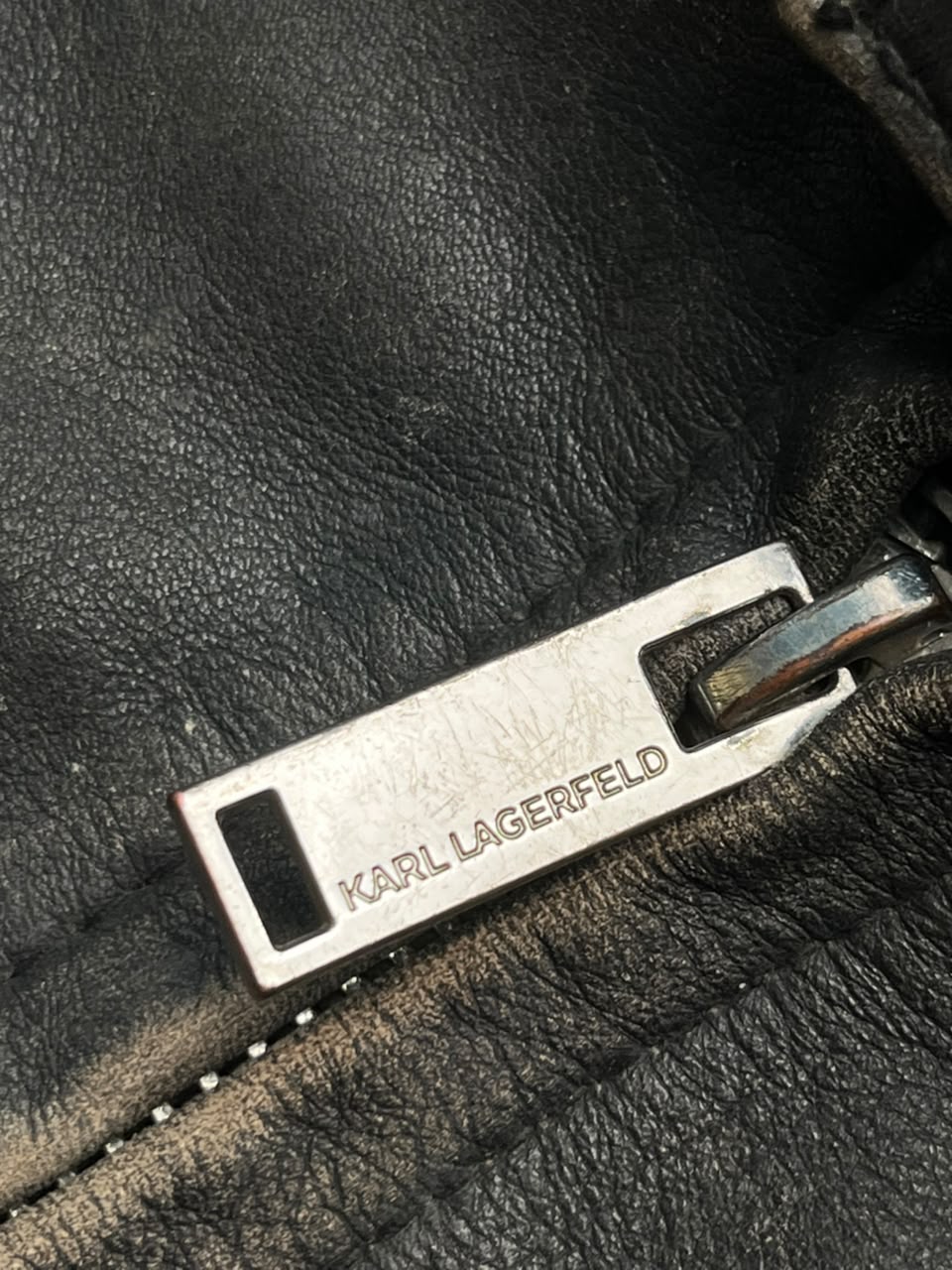 Karl Lagerfeld Paris Distressed Leather Jacket - M