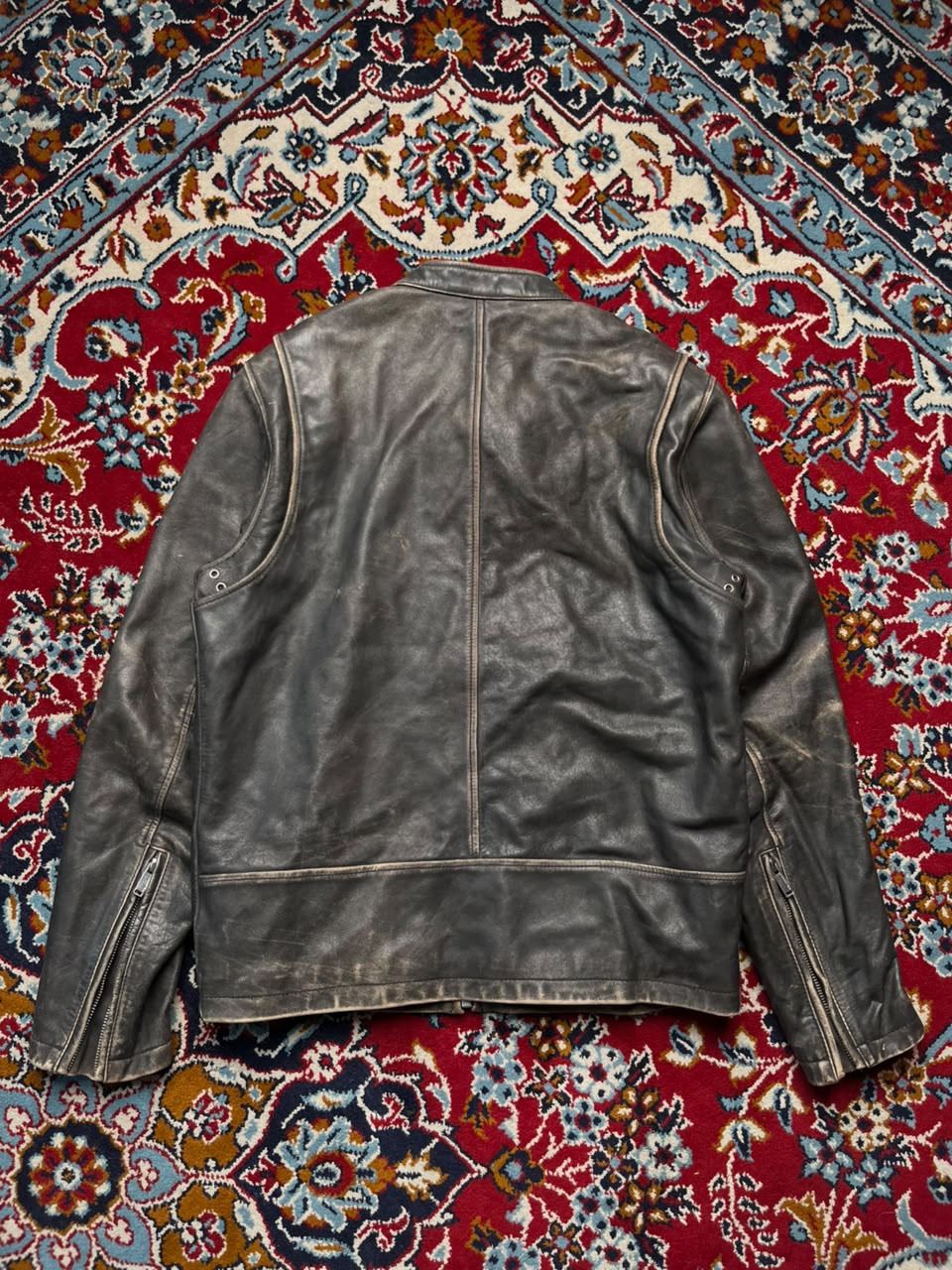 Karl Lagerfeld Paris Distressed Leather Jacket - M
