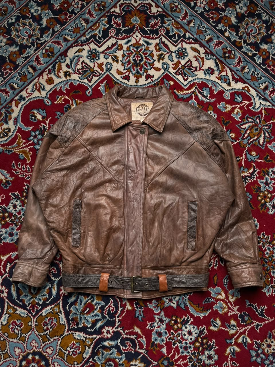 Vintage G-III Brown Batwing Leather Bomber Jacket - S