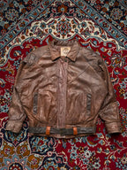 Vintage G-III Brown Batwing Leather Bomber Jacket - S