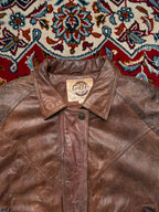 Vintage G-III Brown Batwing Leather Bomber Jacket - S