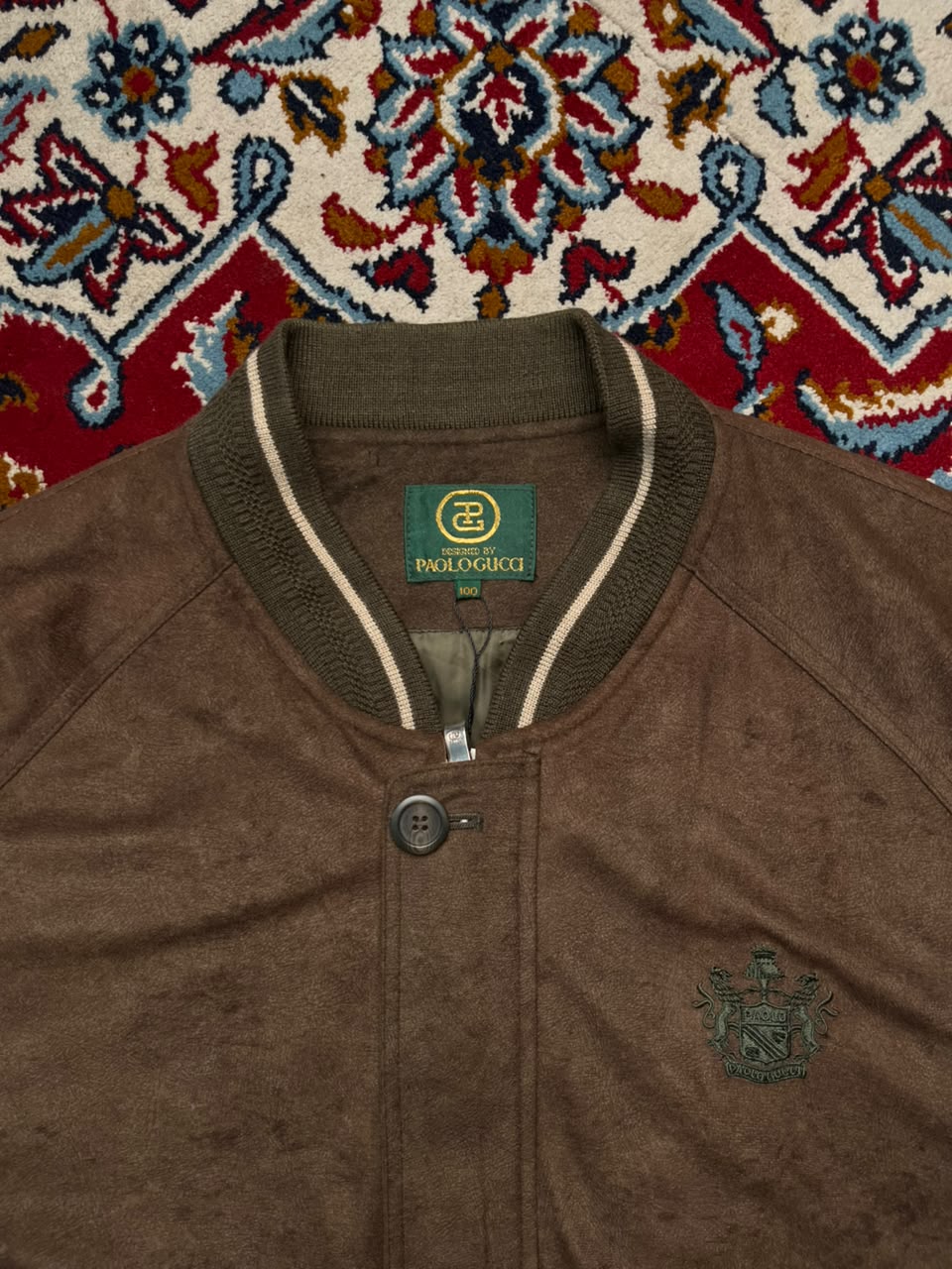 Vintage Paolo Gucci Brown Suede Bomber Jacket - L