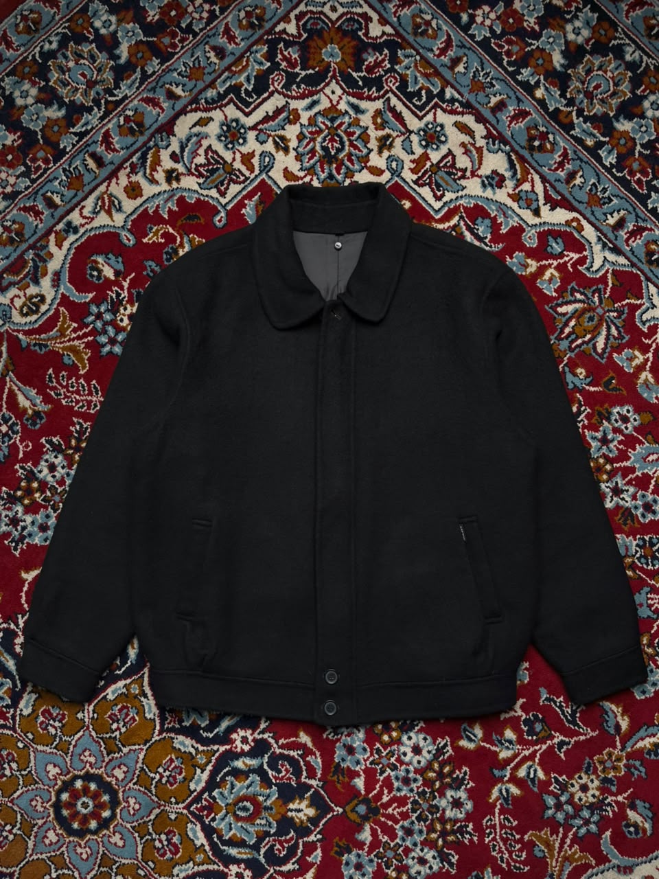 Art Win Black Wool Harrington Jacket - M