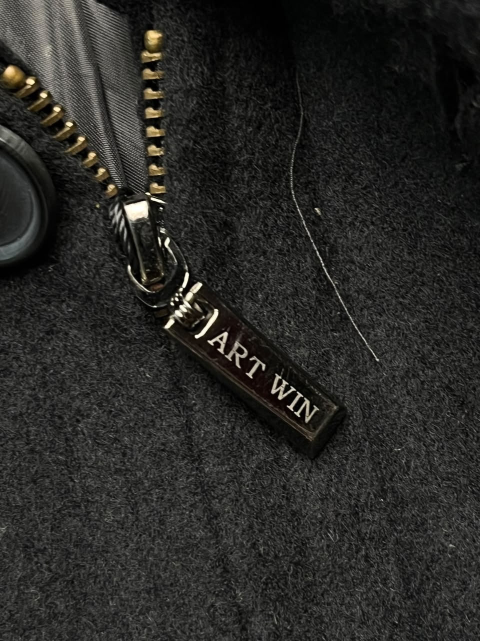 Art Win Black Wool Harrington Jacket - M