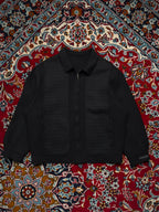 All For You Handmade Black Knit Panel Harrington Bomber Wool Jacket - M
