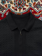 All For You Handmade Black Knit Panel Harrington Bomber Wool Jacket - M