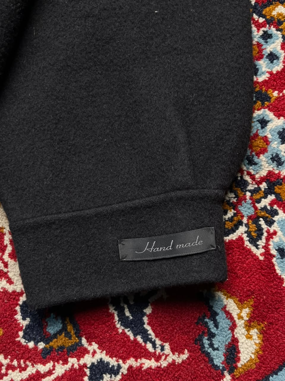 All For You Handmade Black Knit Panel Harrington Bomber Wool Jacket - M