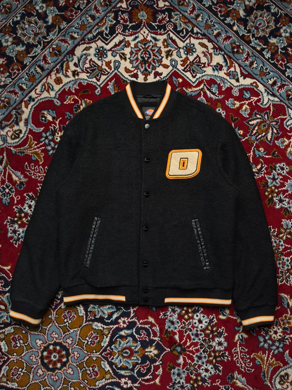 Dickies Wool Blend Quilted BLACK Varsity Bomber Jacket - XL