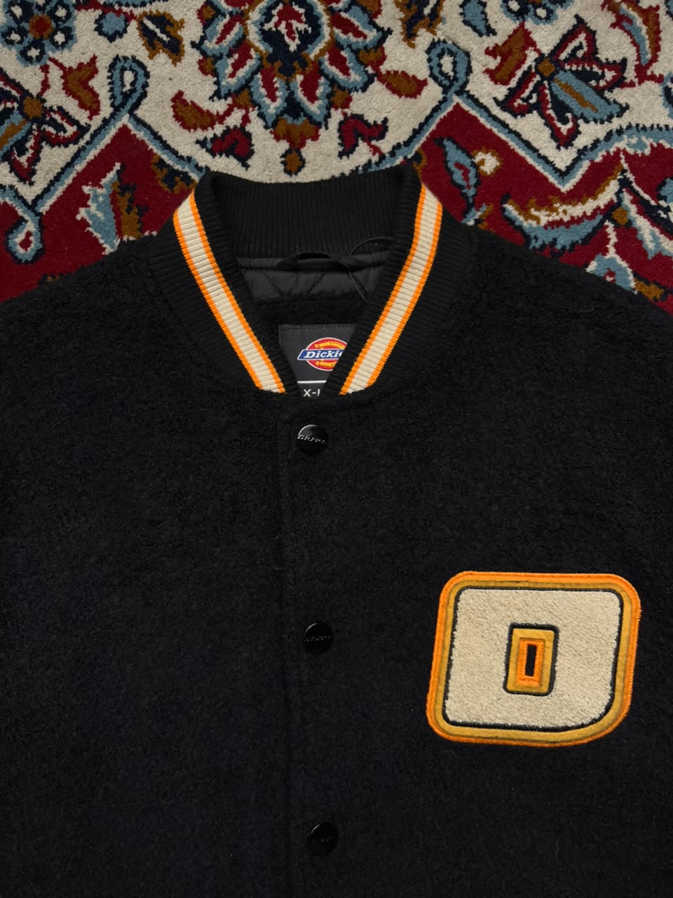 Dickies Wool Blend Quilted BLACK Varsity Bomber Jacket - XL