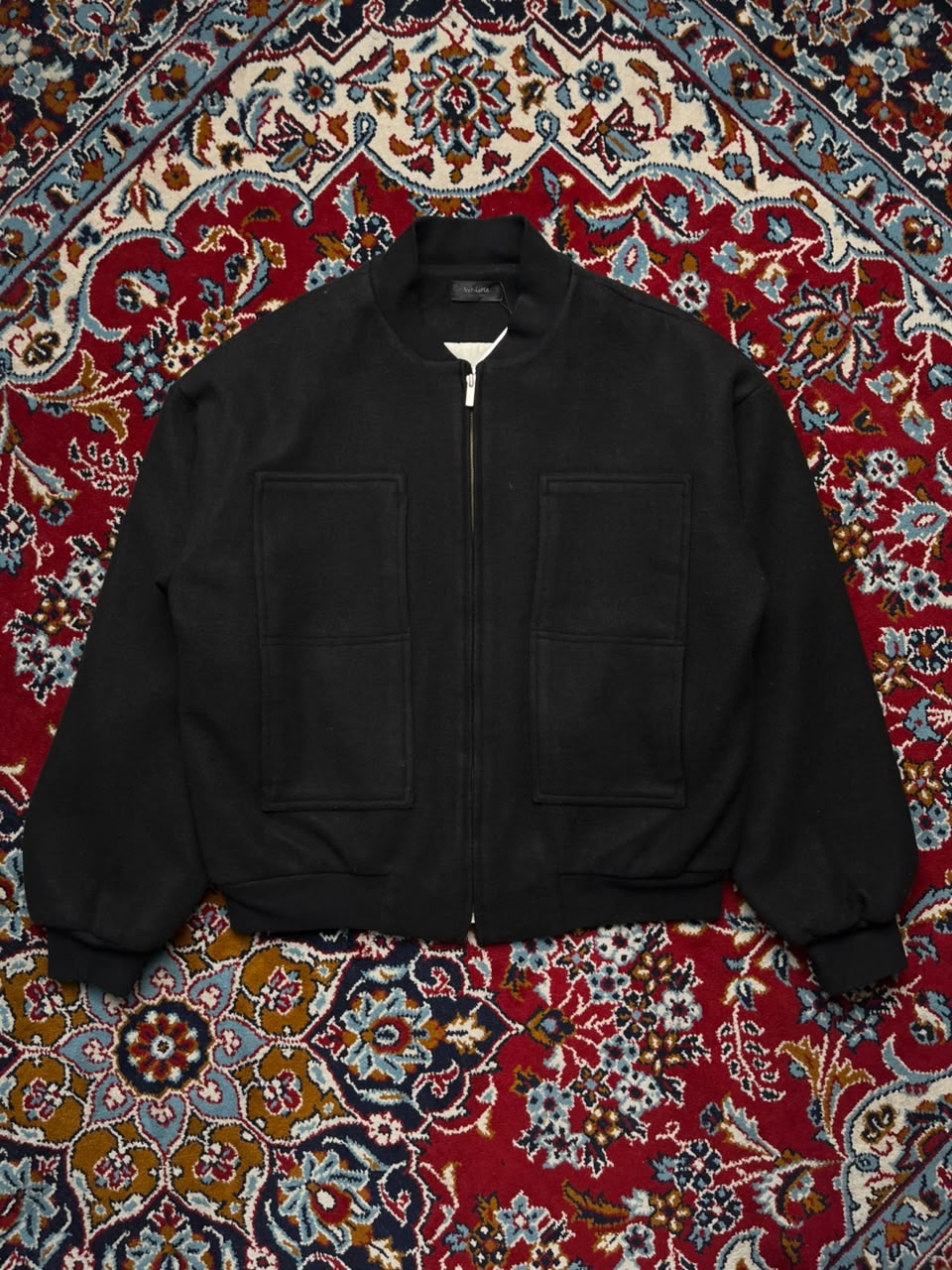 Whistle Korea Black Boxy Fit Wool Bomber Jacket - XL
