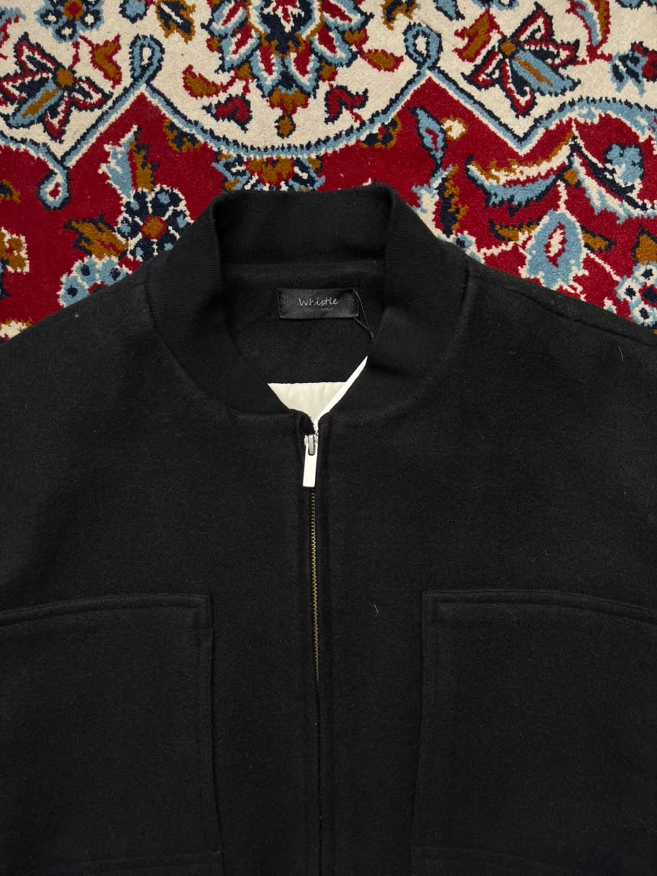 Whistle Korea Black Boxy Fit Wool Bomber Jacket - XL