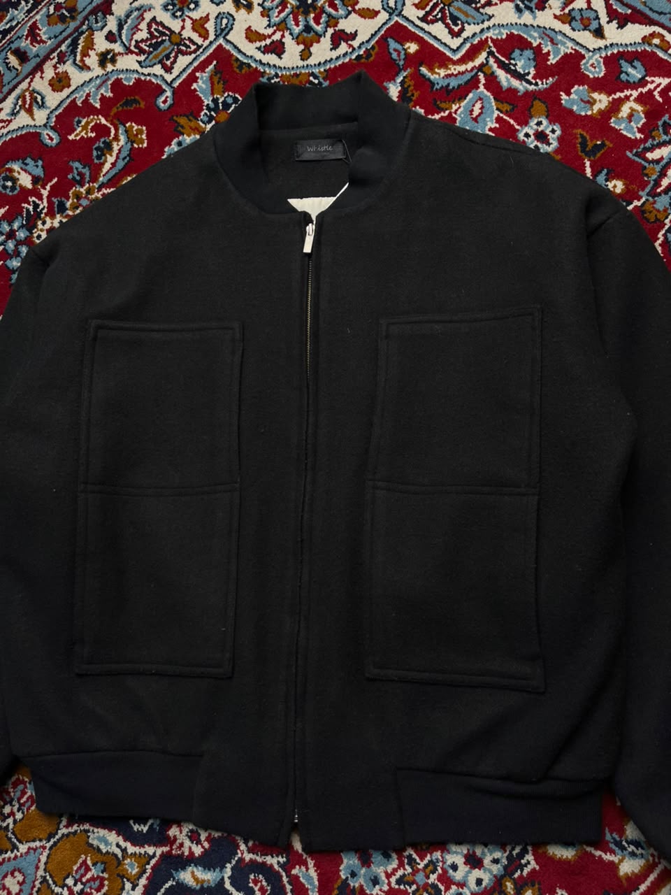 Whistle Korea Black Boxy Fit Wool Bomber Jacket - XL