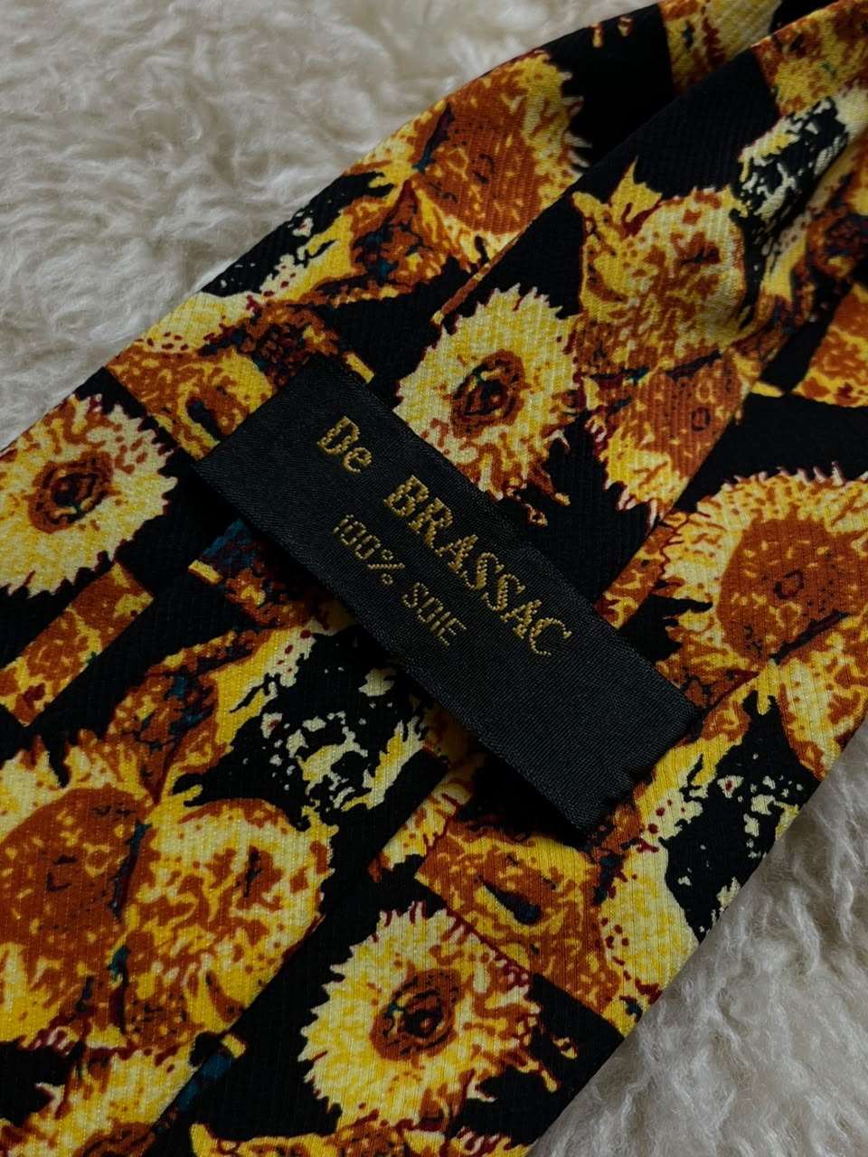 De BRASSAC 100% Silk Tie Mens Vincent Van Gogh Sunflowers Art Floral Museum