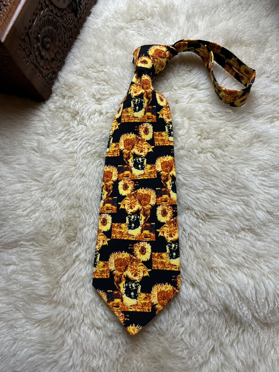 De BRASSAC 100% Silk Tie Mens Vincent Van Gogh Sunflowers Art Floral Museum