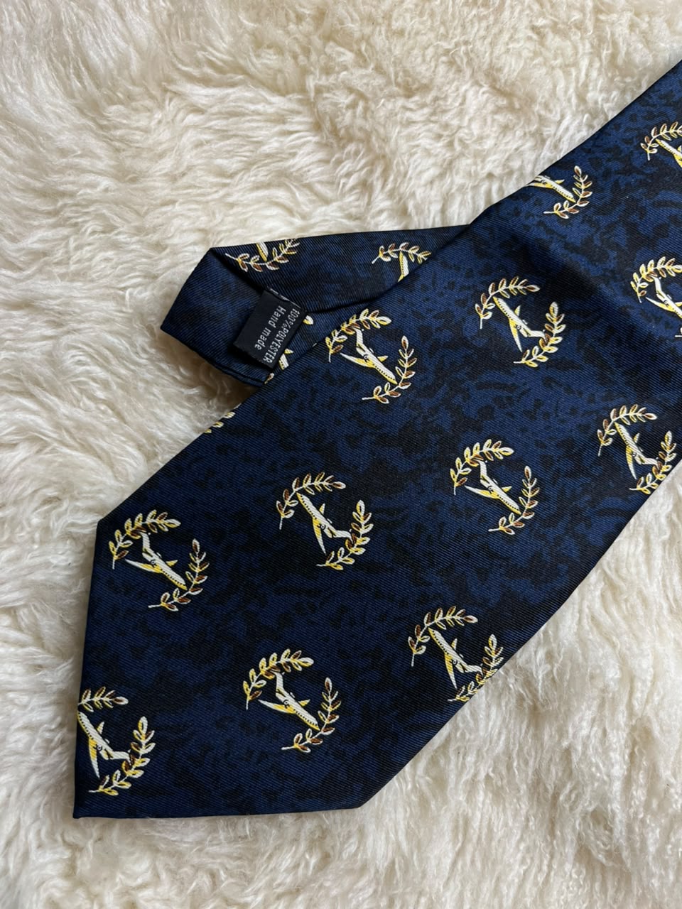 Murphy and Hartelius Zipper Tie Mens Navy Aviation Airplane Laurel Wreath Pilot