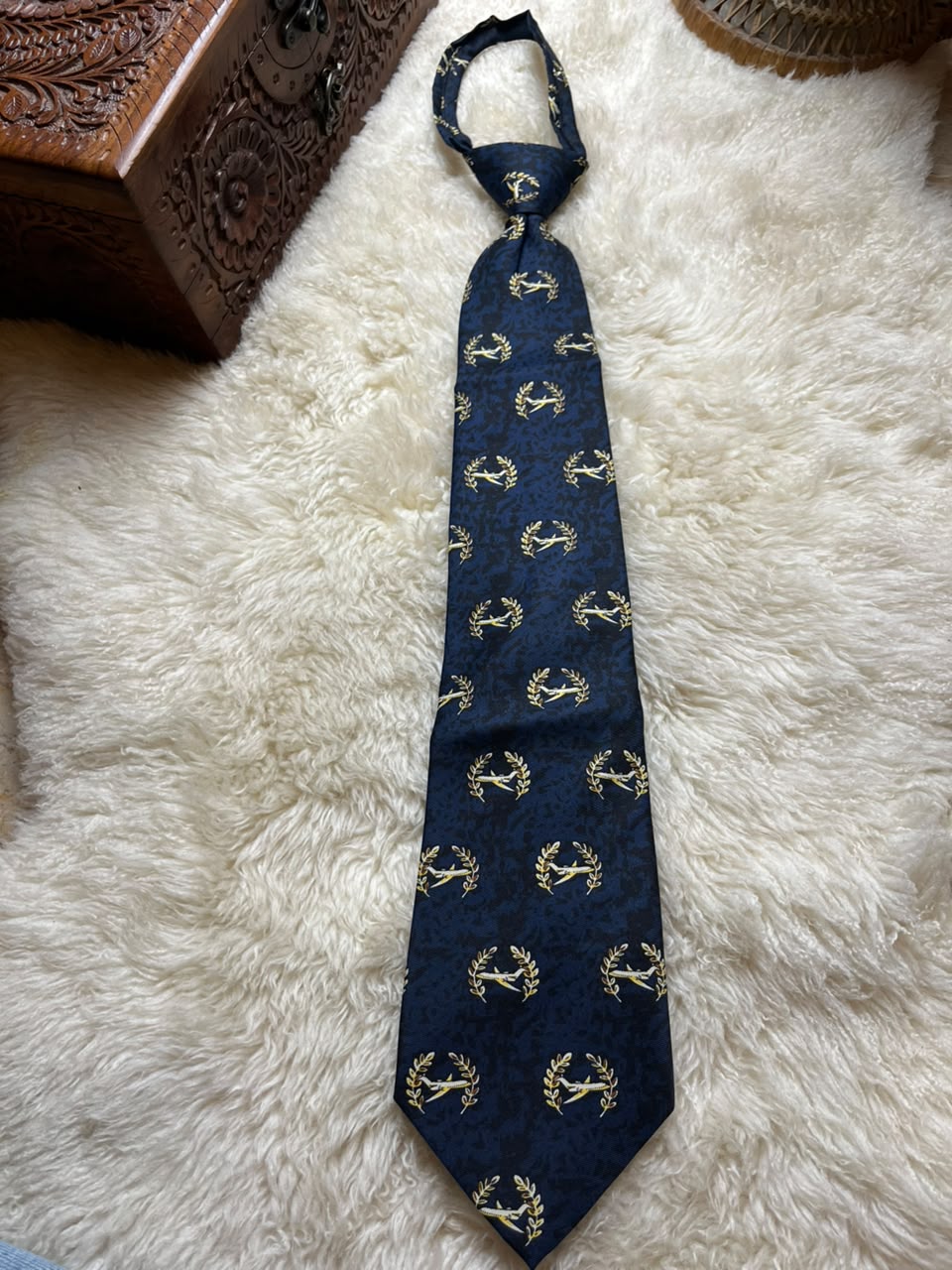 Murphy and Hartelius Zipper Tie Mens Navy Aviation Airplane Laurel Wreath Pilot
