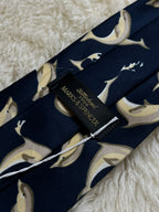 Marks & Spencer St Michael Mens Vintage Tie Navy Dolphin Marine Animal Print