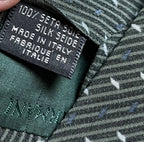 Giorgio Armani Cravatte 100% Silk Tie Mens Dark Forest Green Diamond Stripe Italy