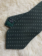 Giorgio Armani Cravatte 100% Silk Tie Mens Dark Forest Green Diamond Stripe Italy