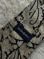 Yves Saint Laurent YSL Vintage Silk Tie Mens Metallic Gold Black Paisley Damask