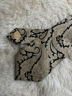 Yves Saint Laurent YSL Vintage Silk Tie Mens Metallic Gold Black Paisley Damask