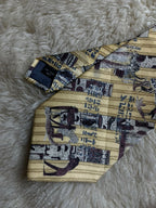 Roberta Baldini Paris Silk Tie Mens Yellow Ancient Egyptian Hieroglyphics Papyrus
