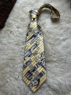 Roberta Baldini Paris Silk Tie Mens Yellow Ancient Egyptian Hieroglyphics Papyrus
