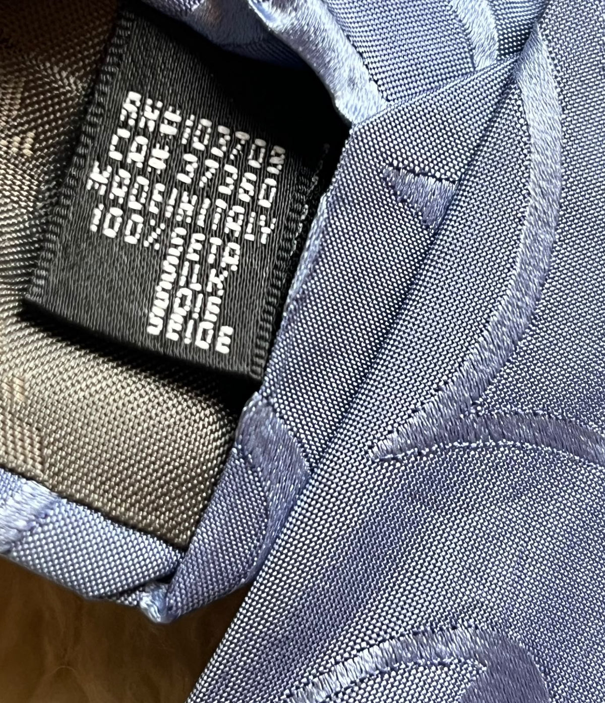 Emporio Armani 100% Silk Tie Mens Slate Blue Swirl Filigree Jacquard Italy