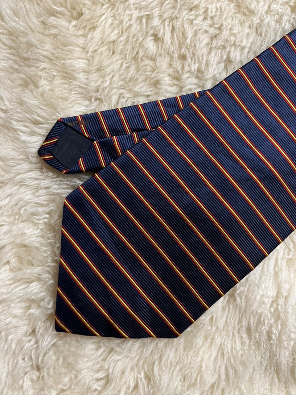 Brooks Brothers Makers Silk Tie Mens Navy Blue Red Gold Striped Repp USA
