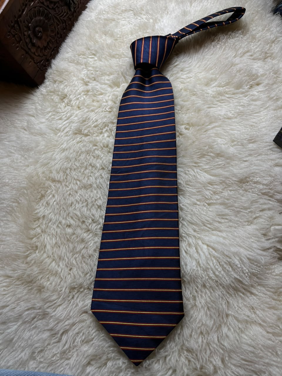 Brooks Brothers Makers Silk Tie Mens Navy Blue Red Gold Striped Repp USA