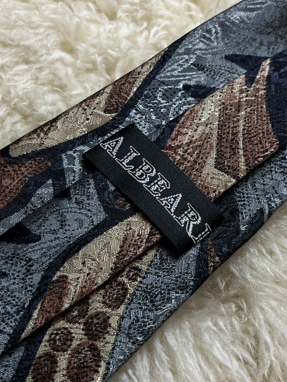 ALBARI Silk Jacquard Tie Mens Vintage Abstract Geometric Patchwork Brocade